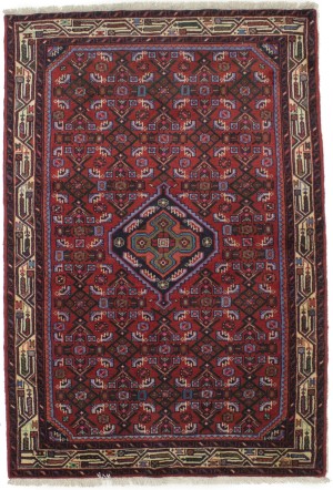Vintage Tribal Red 3'7X5'4 Hamedan Persian Rug