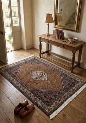 Vintage Floral Orange 4X5 Bidjar Persian Rug