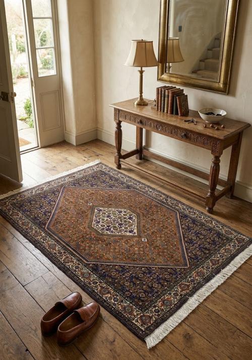 Vintage Floral Orange 4X5 Bidjar Persian Rug