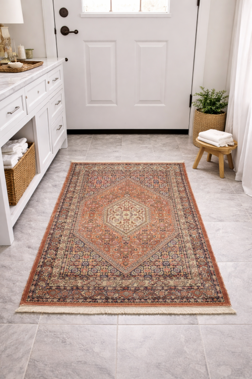 Semi Antique Orange-red Floral 3X5 Bidjar Persian Rug