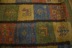 Brown & Olive Checkered 4X5 Gabbeh Persian Rug