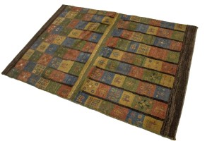 Brown & Olive Checkered 4X5 Gabbeh Persian Rug