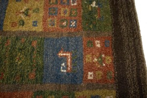 Brown & Olive Checkered 4X5 Gabbeh Persian Rug