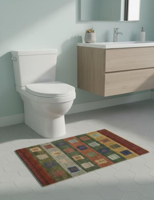 Multicolored Stripes Tribal 2'7X3'8 Gabbeh Persian Rug