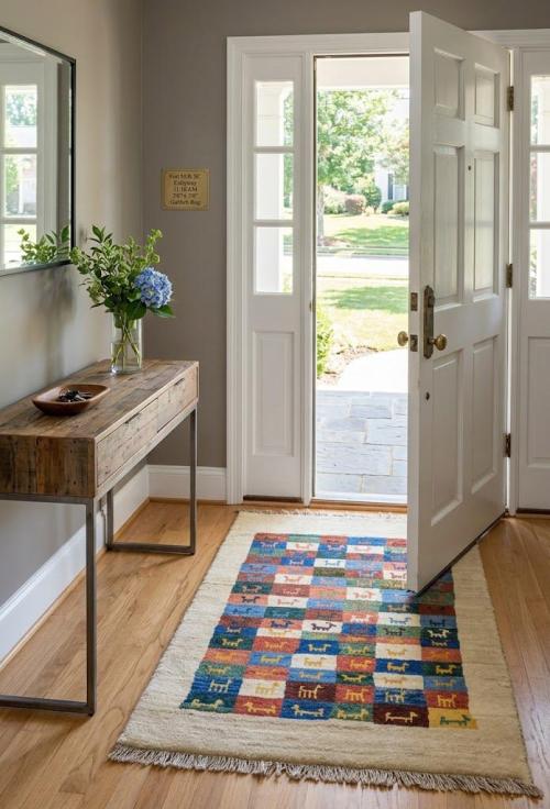 Border Checker Tribal 2'6X3'8 Gabbeh Persian Rug