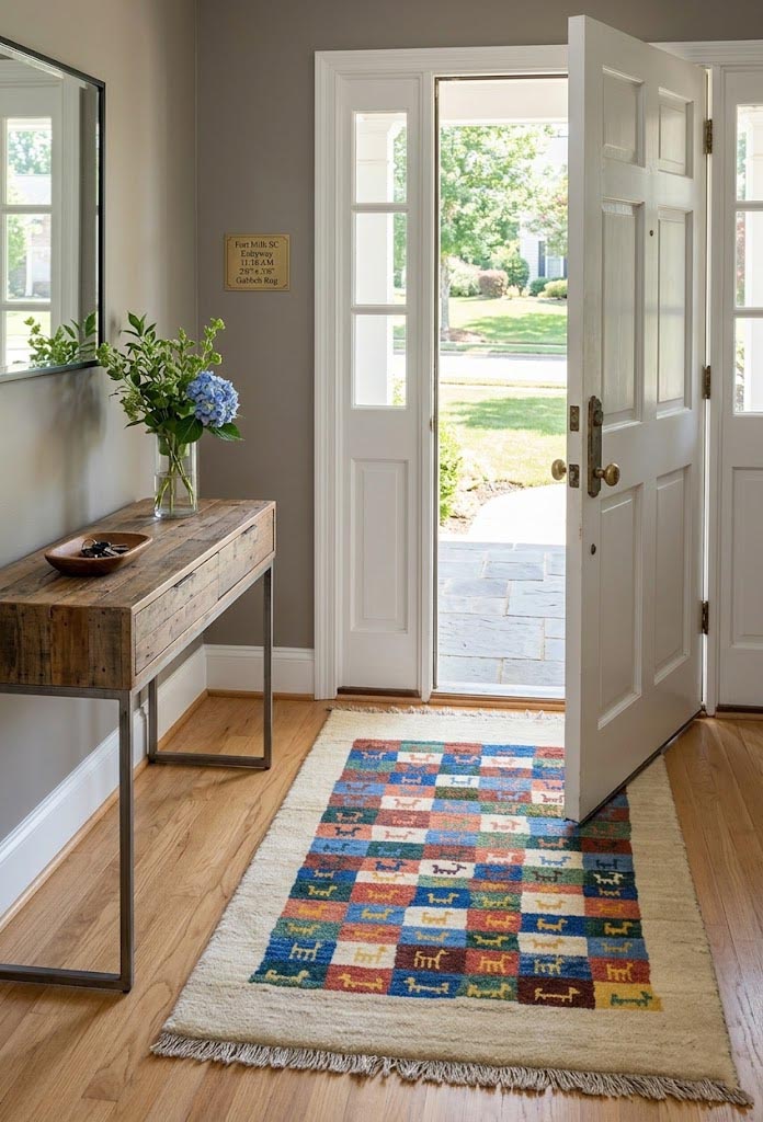 Border Checker Tribal 2'6X3'8 Gabbeh Persian Rug - Image 2