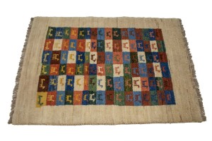Border Checker Tribal 2'6X3'8 Gabbeh Persian Rug