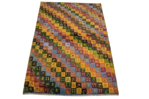 Multicolored Tribal Checker 3X4 Gabbeh Persian Rug
