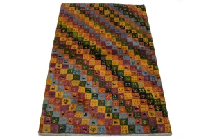 Multicolored Tribal Checker 3X4 Gabbeh Persian Rug