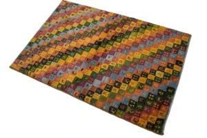 Multicolored Tribal Checker 3X4 Gabbeh Persian Rug