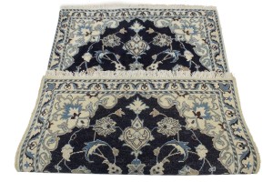 Navy Blue Floral Classic 3X4'5 Nain Persian Rug
