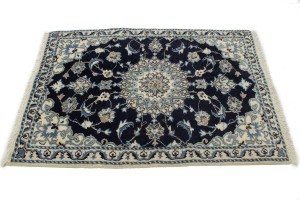 Navy Blue Floral Classic 3X4'5 Nain Persian Rug