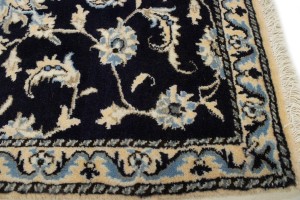 Navy Blue Floral Classic 2'7X6'2 Nain Persian Runner Rug