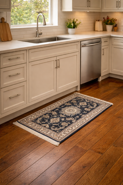 Navy Blue Floral Classic 2'3X4'7 Nain Persian Rug