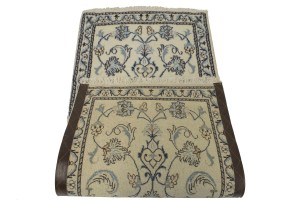 Cream Classic Floral 2'3X5 Nain Persian Rug