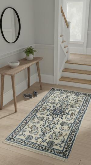 Cream Classic Floral 2'2X4'4 Nain Persian Rug