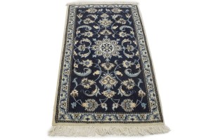 Navy Blue Classic Floral 2'5X4'3 Nain Persian Oriental Rug