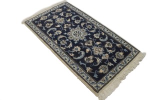 Navy Blue Classic Floral 2'5X4'3 Nain Persian Oriental Rug