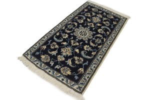 Navy Blue Classic Floral 2'5X4'3 Nain Persian Oriental Rug