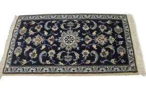 Navy Blue Classic Floral 2'5X4'3 Nain Persian Oriental Rug