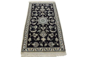 Navy Blue Classic Floral 2'4X4'6 Nain Persian original Rug