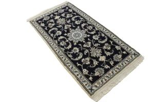 Navy Blue Classic Floral 2'4X4'6 Nain Persian original Rug