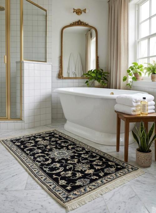 Navy Blue Classic Floral 2'4X4'6 Nain Persian original Rug