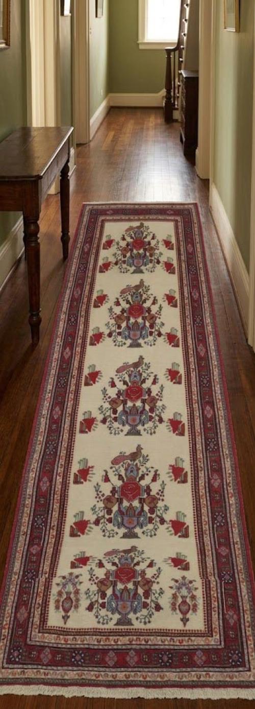 Cream Tribal 3X8 Sumak Persian Runner Rug