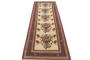 Cream Tribal 3X8 Sumak Persian Runner Rug