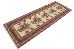 Cream Tribal 3X8 Sumak Persian Runner Rug
