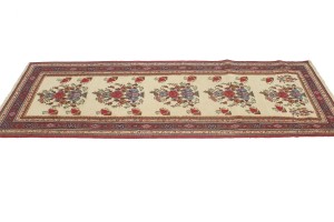 Cream Tribal 3X8 Sumak Persian Runner Rug