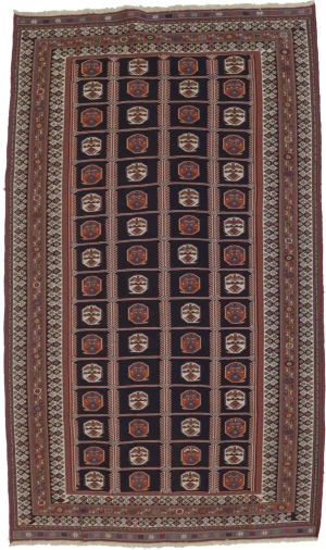 Purple-navy Tribal 4X7 Sumak Persian Oriental Rug