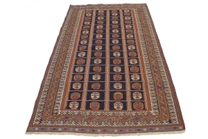 Purple-navy Tribal 4X7 Sumak Persian Oriental Rug