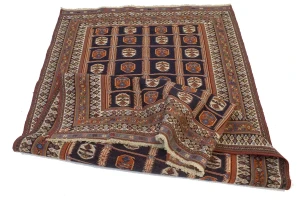 Purple-navy Tribal 4X7 Sumak Persian Oriental Rug