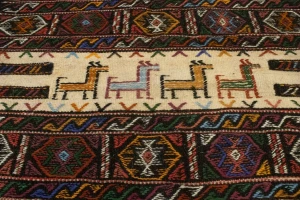 Charcoal Pink Tribal 3X6 Sumak Herati Persian Rug