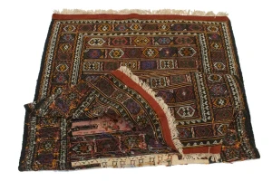 Charcoal Pink Tribal 3X6 Sumak Herati Persian Rug