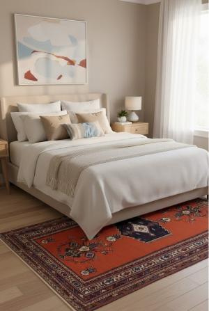 Orange Tribal 4X7 Sumak Persian Rug