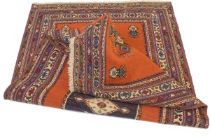 Orange Tribal 4X7 Sumak Persian Rug