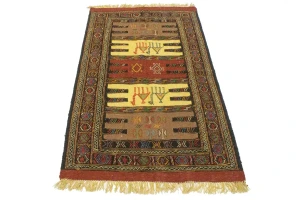 Khaki Tribal 3'4X5'7 Sumak Herati Persian original Rug