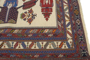 Cream Tribal 4X7 Sumak Persian Rug
