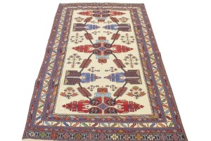 Cream Tribal 4X7 Sumak Persian Rug
