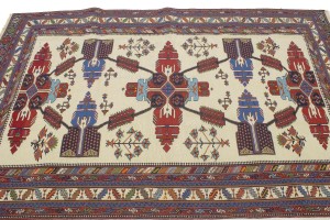 Cream Tribal 4X7 Sumak Persian Rug