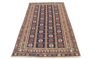 Plum Tribal 4'4X7'5 Sumak Persian Oriental Rug