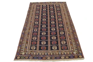 Plum Tribal 4'4X7'5 Sumak Persian Oriental Rug