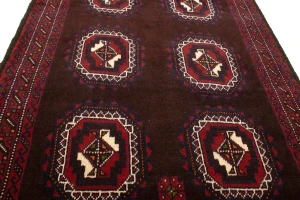 Vintage Burgundy Tribal 3'5X7 Balouch Persian Rug