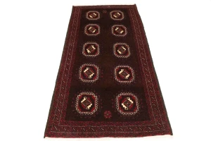 Vintage Burgundy Tribal 3'5X7 Balouch Persian Rug