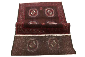 Vintage Burgundy Tribal 3'5X7 Balouch Persian Rug