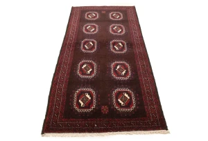 Vintage Burgundy Tribal 3'5X7 Balouch Persian Rug