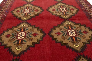 Vintage Red Tribal 3'6X6'3 Balouch Persian Rug