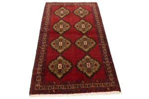 Vintage Red Tribal 3'6X6'3 Balouch Persian Rug